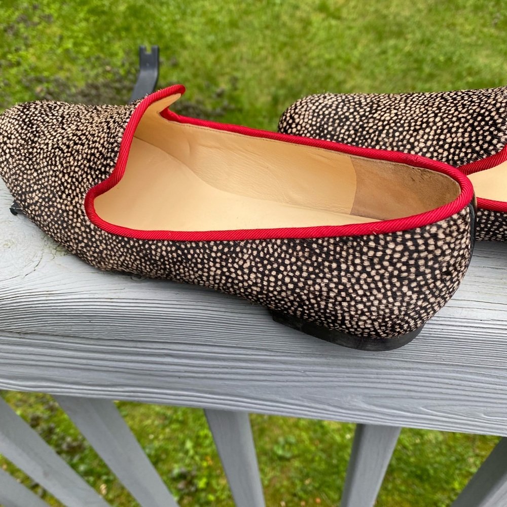 Cole Haan Black & Cream Speckled Pointed-Toe Flats with Red Trim